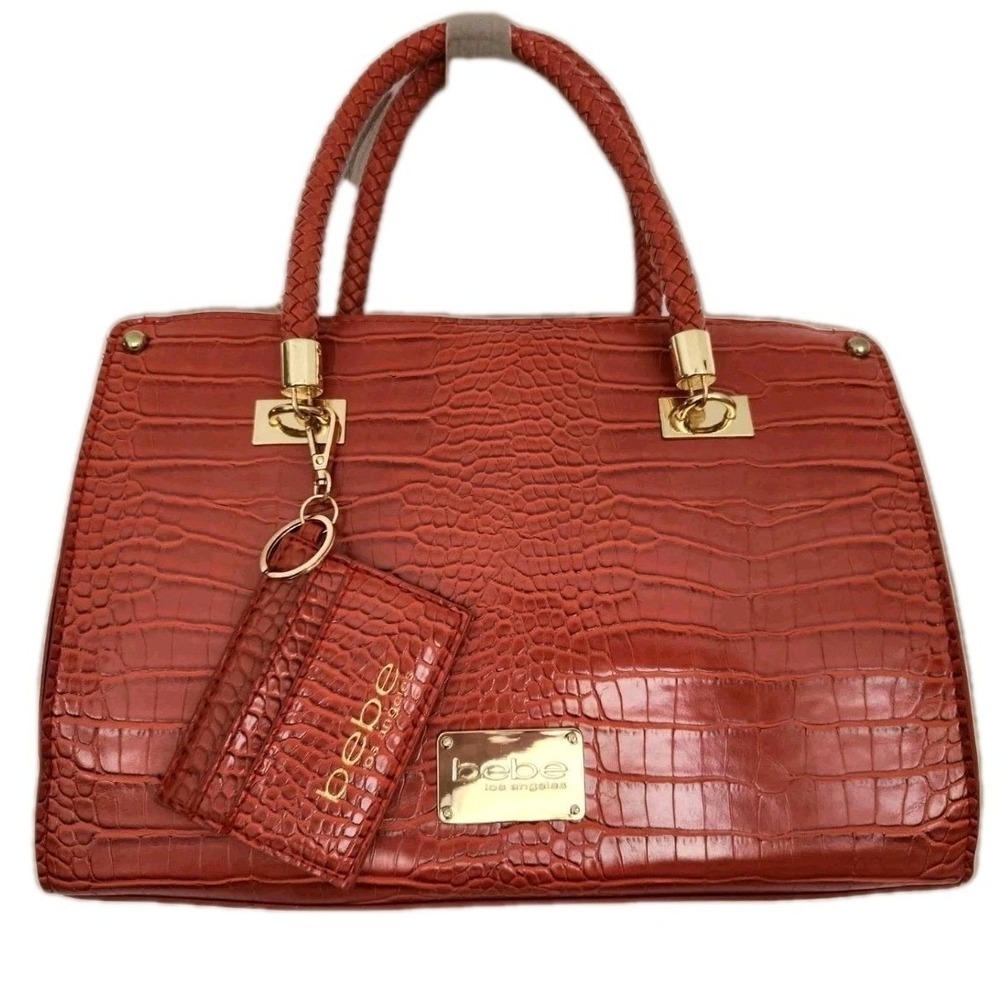 Bebe Bella Candy Apple Red Crocodile Satchel Handbag Card Case E03-3438C Y2K